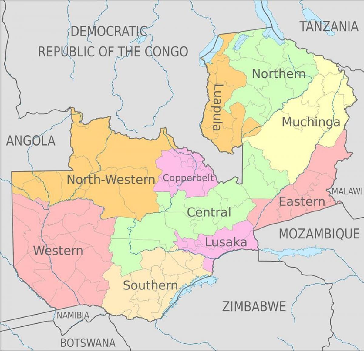 زامبيا خريطة المحافظات