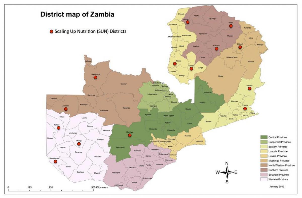 زامبيا مناطق تحديث خريطة