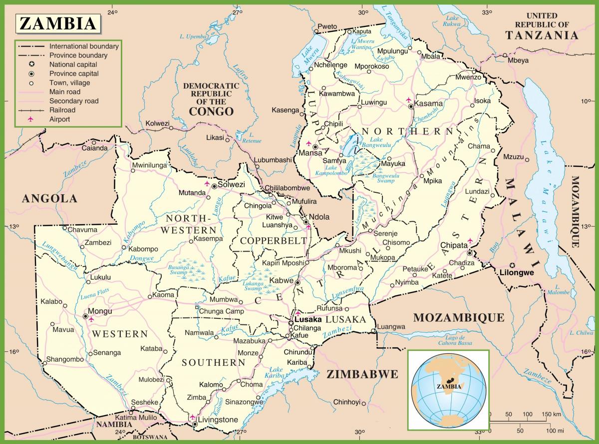 خريطة زامبيا