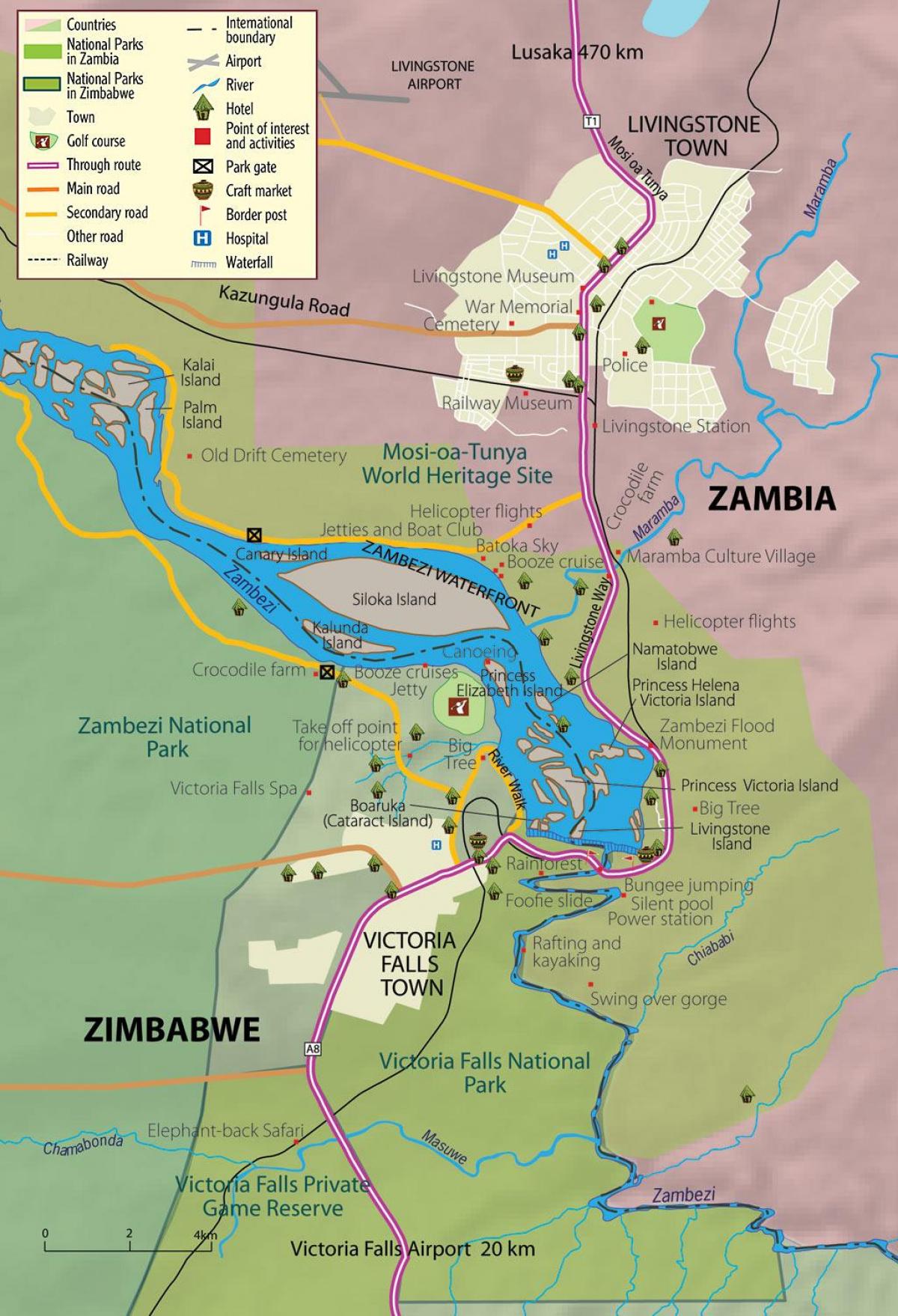 خريطة مدينة ليفينغستون زامبيا